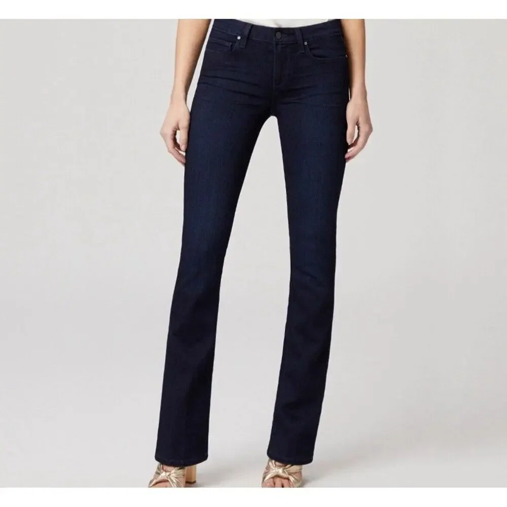 New women's sz 24 /00 Paige light flare dark navy denim pocketed jeans - Picture 1 of 6